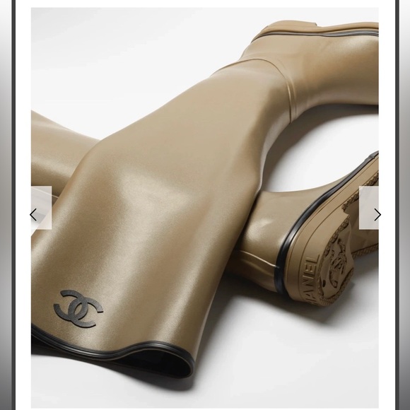 Chanel 22K Pull On Rubber Rain Boots Thigh High - Picture 3 of 10